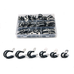 Wire Rope <b>Clips</b> 10 Mm Stainless Steel Auto Parts Kit For Car Trim And Hose <b>Clamps</b> 52 Pcs Black Silver Metric Size - Product Image 1