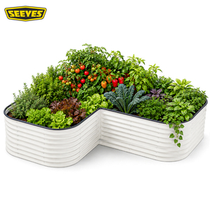 Bacs à fleurs surélevés en acier galvanisé en forme de L pour l'extérieur avec bordure de sécurité Letto Da Giardino Rialzato - Product Image 1