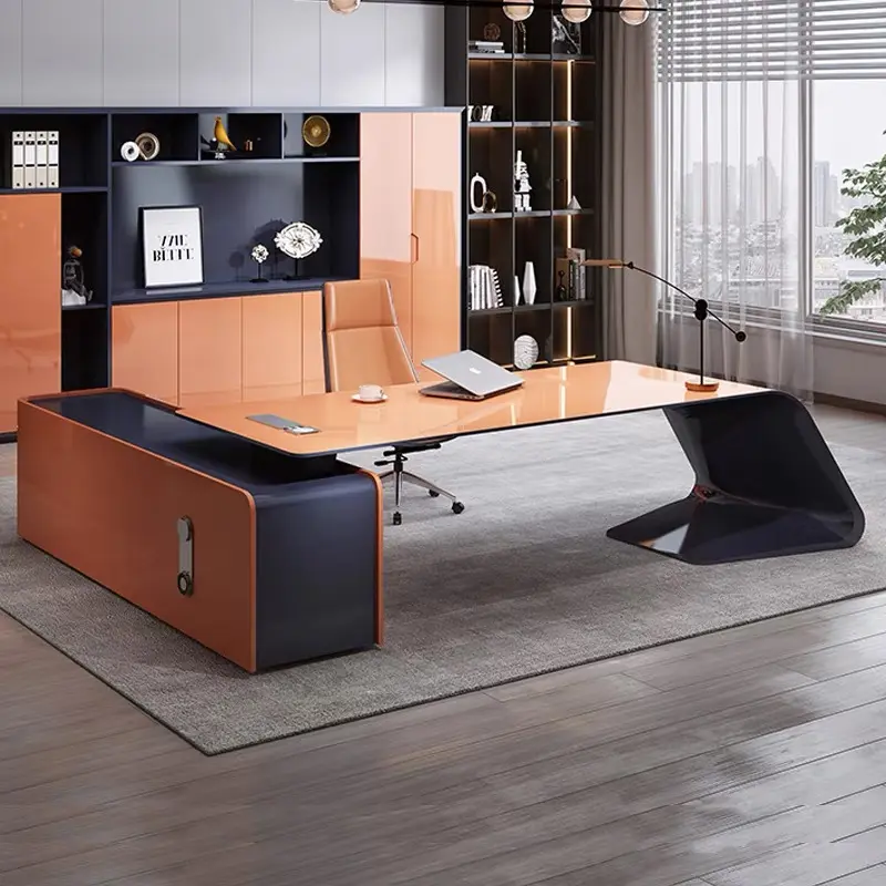 उच्च अंत आधुनिक सीईओ बॉस कार्यकारी डेस्क कार्यालय कंप्यूटर टेबल डिजाइन लक्जरी कार्यालय फर्नीचर कार्यकारी एल के आकार का कार्यालय डेस्क