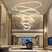Nouveaux Grands Lustres Industriels à LED à 7 Anneaux pour Plafonds Hauts, Idéaux pour Escaliers, Restaurants, Centres Commerciaux et Salons