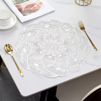 Napperon de table rond de style nordique, motif ajouré, en plastique, résistant à la chaleur, antidérapant, facile à nettoyer