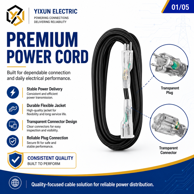 50 Ft Black Oil Resistant Extension Cord Farms Ranches 12/3 SJTOW Heavy Duty Outdoor Cable 3 Prong Grounded Plug US
