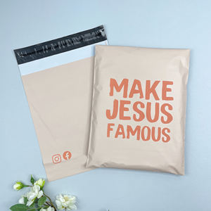 Faible MOQ 100 pièces – Sacs d'expédition en polyéthylène mat pêche beige pour vêtements, avec logo personnalisé, pour l'expédition de colis en ligne - Product Image 2