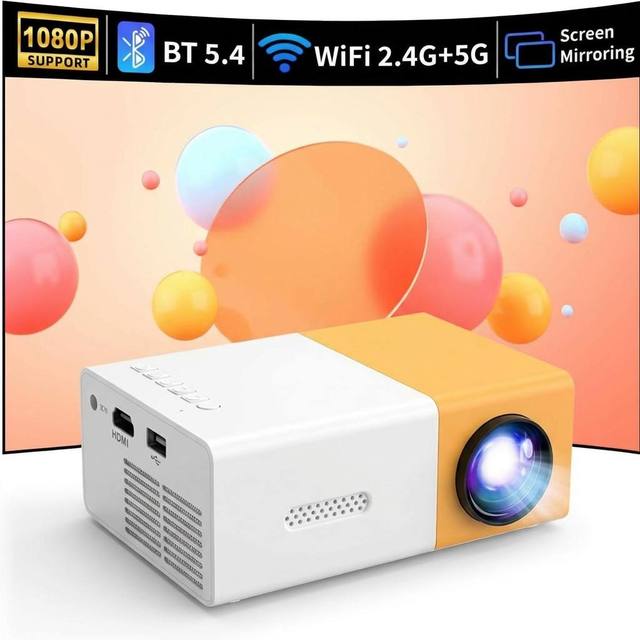 YG300 Mini LCD Projector 480P 4K Supported 500 ANSI Lumens BT5.4 WiFi6 2G+32G Portable Business Education