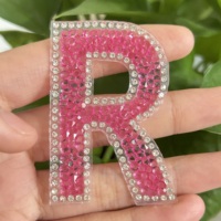 Autocollant Résine Strass Lettre Motif Alphabet Anglais Cristal Applique Fer sur Patchs pour Sacs à Vêtements