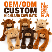 Chapeau en peluche personnalisé en forme de vache des Highlands, fabricant OEM ODM, chapeau d'animal en peluche personnalisé avec longues pattes, haute qualité, vente en gros