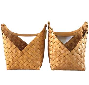 Panier en bambou de couleur miel, panier en bambou fait à la main pour pique-nique en plein air - Product Image 4