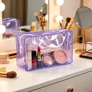 Custom Logo Pvc Toiletry Waterproof Travel Cosmetic Pouch Zipper Makeup Organizer for Storage Portable Transparent <b>Bag</b> - Product Image 1