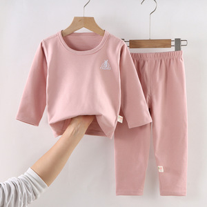Fourniture directe par le fabricant d'ensembles de sous-vêtements thermiques pour enfants en <span class=keywords><strong>velours</strong></span> allemand de couleur unie, de vêtements pour la maison et de pyjamas sans couture - Product Image 2