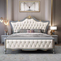 Lit de style européen moderne minimaliste de luxe américain en bois massif, taille king size, double, meubles de chambre à coucher antiques