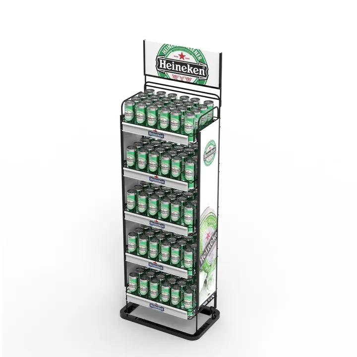 Beer Can Display Rack Large Capacity 5-Shelves Metal Flooring Beer Can Dispenser Rack for ...
