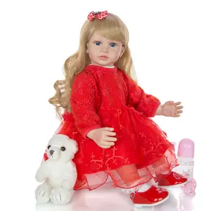 Boneka Bayi Perempuan 24 Inci, Pakaian Putri Badan Boneka Kain Vinyl Lembut 60 Cm, Boneka Seperti Hidup Boneca Reborn, Playmate