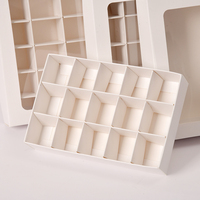 Boîte en chocolat blanc personnalisée OEM avec couvercle transparent, séparateurs amovibles, emballage en papier pour bonbons et truffes, fabricant en gros
