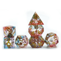 Set dadu inti cairan minimal pesanan Set DND dadu Resin tepi tajam Set dadu DnD D20