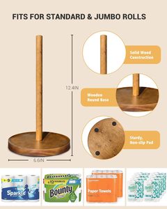 Wooden Eco-Friendly Detachable Standing Paper Towel Roll <b>Stand</b> Countertop Rustic Farmhouse Cottagecore Decor Kitchen Essential - Product Image 3