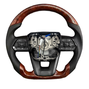 พวงมาลัยหนังหุ้มไม้พีชแบบกำหนดเอง เหมาะสำหรับรถยนต์โตโยต้า ไฮลักซ์ ทันดรา แลนด์ครุยเซอร์ ปราโด เอฟเจ ไฮแลนเดอร์ แอลซี200 แอลซี300 ปราโด - Product Image 1