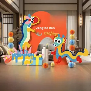 Décoration de fond pour le premier anniversaire de bébé dragon, 100 jours, unisexe, panneau KT, Chine - Product Image 1
