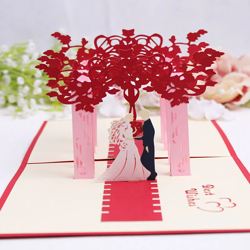 Düğün davetiyesi düğün sahilde Pop Up kart 3d lazer kesim el yapımı tebrik kartı
