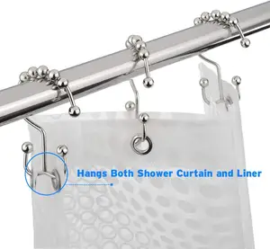 シャワーカーテンリング防錆金属ダブルグライドシャワーフックリング用バスルームシャワーロッドカーテン