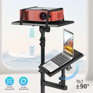 Rolling Projector Stand Cart Tripod with 2 Shelves Mobile <strong>Desk</strong> <strong>on</strong> <strong>Wheels</strong> Adjustable Height From 45" to 64" for Couch - Product Image 4