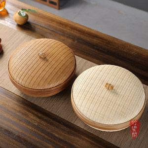 <b>Bamboo</b> Woven Storage <b>Basket</b> With Lid Round Kitchen Food Container Handmade Guizhou Origin - Product Image 4
