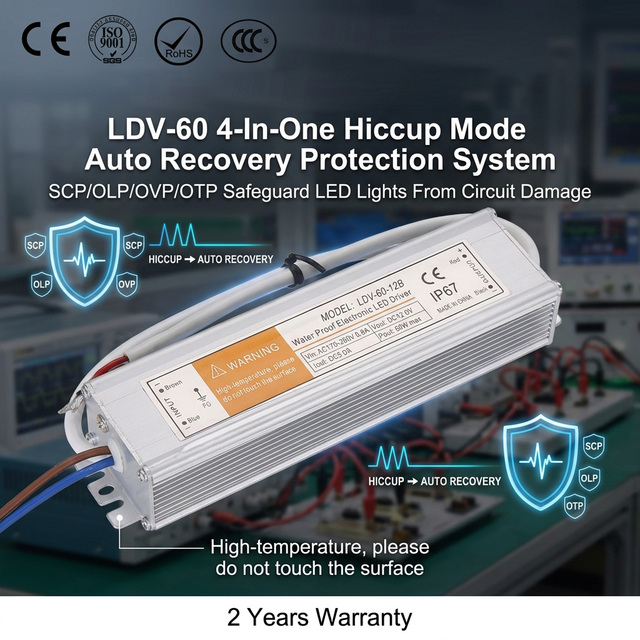 OKEY IP67 Waterproof 60W 12V LED Driver 5A AC DC Switching Power Supply Aluminum Housing CE ROHS for for LED Strip Light