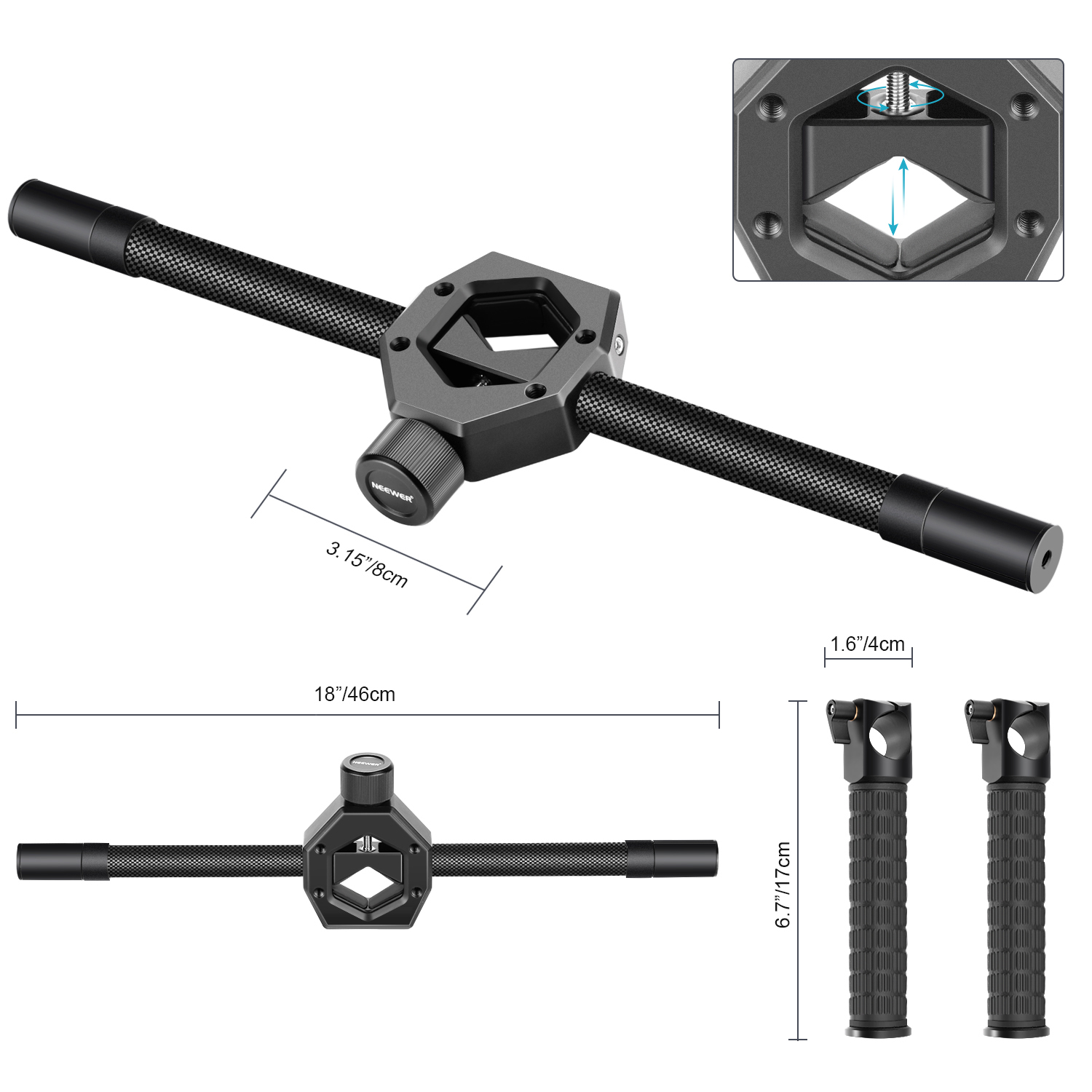 Neewer Carbon Fiber Dual Handle Grip Holder for Zhiyun Cranes