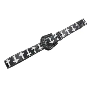 Fábrica personalizada moda Rhinestone hebilla Cruz impreso hombres Punk PU cuero mujeres Y2K Jeans BB <span class=keywords><strong>Simon</strong></span> cinturones - Product Image 4