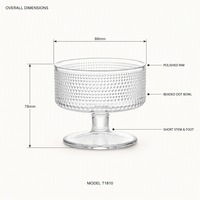 Bol à dessert en verre design, à pied, pour sundae, trifle, crème glacée, texturé, anti-fuite, qualité alimentaire, pour café