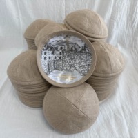YARMULK Kippah de Lino Natural al por Mayor, Liso, de 4 Paneles, Kippot Judío, Yarmulke, Kippa, Gorro de Sinagoga, Gorro Judío