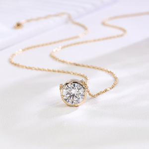 สร้อยคอเพชรทรงกลมเจียระไนแบบบริลเลียนท์ ขนาด 1-10 กะรัต เพชร CVD ที่เพาะเลี้ยงในห้องปฏิบัติการ สร้อยคอจี้ทองคำ 18k 14k 10k แบบสั่งทำพิเศษ สำหรับงานแต่งงาน เครื่องประดับสำหรับสุภาพสตรี - Product Image 3
