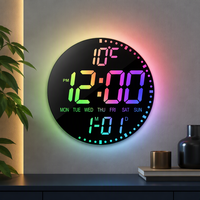 Jam Dinding Digital LED Layar Warna RGB Minimalis Modern dengan Digit Besar