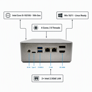 Mini <span class=keywords><strong>PC</strong></span> NUC <span class=keywords><strong>en</strong></span> <span class=keywords><strong>gros</strong></span> Intel i5-10210U i7-10510U 10e génération DDR4 32 Go M.2 NVMe Double 2.5GbE HD DP 4K Mini Ordinateur <span class=keywords><strong>pour</strong></span> <span class=keywords><strong>Bureau</strong></span> à Domicile - Product Image 2
