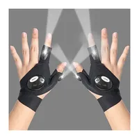 Sport de plein air course mécanicien travail flash lumière demi-doigt usb charge lampe de poche led gants de pêche boîte de nuit DJ LED gant