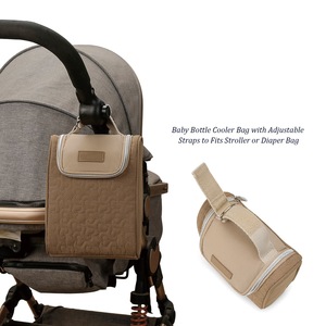 Baby Bottle Storage Bag Insulated Portable Cooler For Travel Outdoor Use Brown Oxford Cloth - Product Image 2