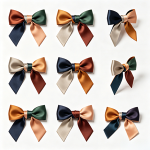 Factory Wholesale Retro Multi Tone Geometric Satin Ribbon Bow Custom Size for Gift Wrapping Artist Gift <b>Box</b> Holiday Ornament - Product Image 2