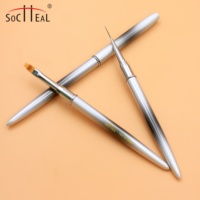 Haute Qualité Ruban Gris Gradient Poignée Nail Art Outils Ensemble Marque Privée UV Gel Peinture Ligne Fleur 3D Ombre Fan Poke Nail Pen