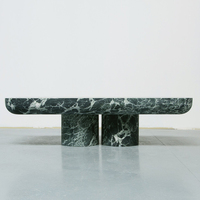 Élégant sculptural Verde Alpi base en marbre café de luxe conception de table à thé bureau personnalisé poste vert Table basse en marbre