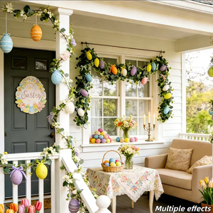 Decoración Realista para Patio <span class=keywords><strong>de</strong></span> Casa con Hojas <span class=keywords><strong>de</strong></span> Eucalipto, <span class=keywords><strong>Huevos</strong></span> <span class=keywords><strong>de</strong></span> Colores y Flores Artificiales para <span class=keywords><strong>Pascua</strong></span>, Bodas y Navidad - Product Image 5