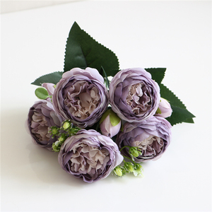 QSLH-VF281 flores artificiales pequeñas, 5 cabezas, rosa, Flora, boda, rosa, para decoración - Product Image 3