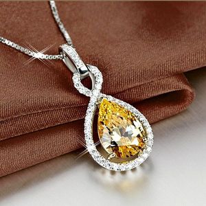 Collar con Colgante de Piedra Amarilla en Forma de Pera para Mujer, Joyería de Moda para Uso Diario, Regalo - Product Image 3