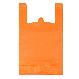 ถุงเสื้อยืดสีส้ม12x20นิ้วมีหูจับ100ชิ้น-ถุงช้อปปิ้งสำหรับร้านขายของชำและร้านอาหาร - Product Image 1