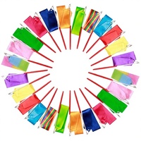 Ruban de gymnastique rythmique portable en plastique violet et orange de 1 m avec poignée de 29 cm pour enfants - Prix abordable