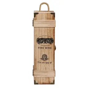 Cheap Grape Wine Packing Box Paulownia Sliding Lid Wooden Wine Box Sinegle Bottle Box