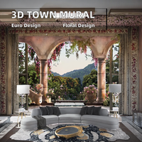 Peintures murales personnalisées en 3D, vue sur une petite ville européenne, papier peint floral, fond de salon, chambre à coucher, vinyle