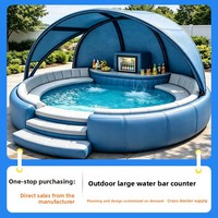 Glissade aquatique gonflable en PVC pour extérieur avec filet, canapé de piscine, table flottante pour fête, lit de relaxation et parasol