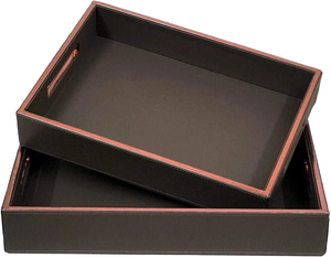 Rectangular Faux Leather Serving Tray for Dining <b>Table</b> Decorative Tray for Parties Coffee <b>Table</b> <b>Vanity</b> Organizer Home Decor - Product Image 1