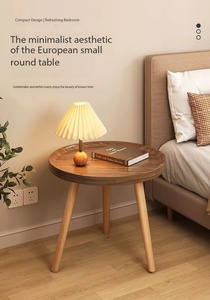 Table d'appoint ronde moderne en bois, table basse au profil bas avec plateau surélevé <span class=keywords><strong>pour</strong></span> salon, chambre, balcon, appartement - Product Image 4