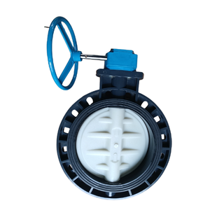 Vrai bas <span class=keywords><strong>prix</strong></span> grande taille DN500 20 pouces toutes les tailles EPDM siège roue à main engrenage plaquette cosse bride PP polypropylène vanne papillon - Product Image 6