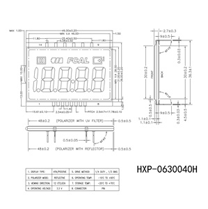 Nhúng 14 pin HTN <span class=keywords><strong>LCD</strong></span> Panel 49x36 Mét 20 ~ 70 ° C Lưu trữ Temp, 1/3 thiên vị điều khiển - Product Image 4